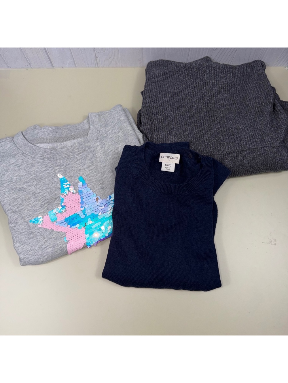 Girls Size 6-7 Gap Crewcuts Sweater Sweatshirt Lot 3pc